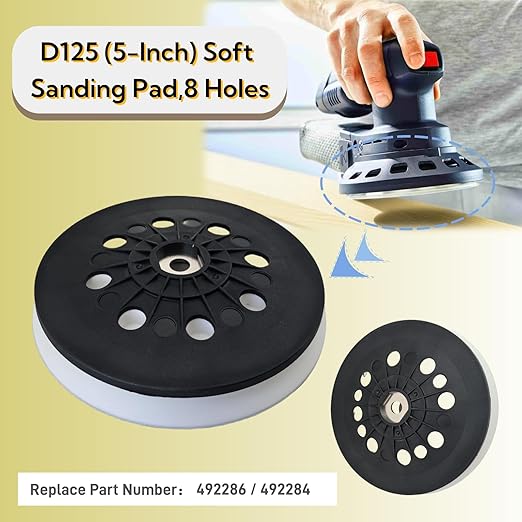 492286 D125 Soft Sanding Pad 5-Inch 8 Holes Replacement for Festool ETS EC ETSC 125 Orbital Sanders, Jetstream System Compatible
