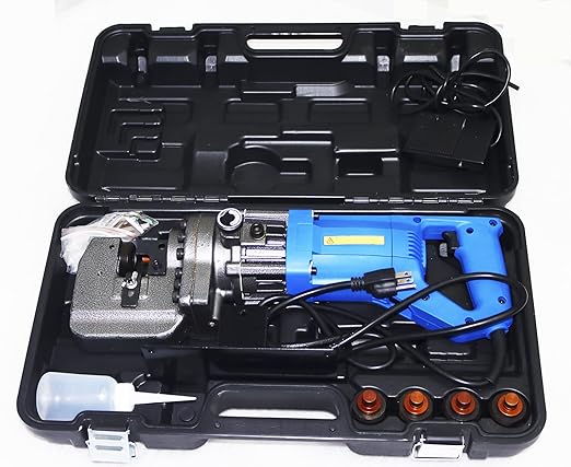 110V Electric Hydraulic Hole Punch Machine with 5 Dies (1/4" to 4/5") for Metal Plates, Angle Iron, Copper, Aluminum & Steel