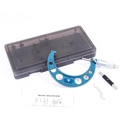 PEC Tools 3-4” Outside Micrometer, Industrial-Grade Precision Measuring Tool, Hardened Steel, High-Accuracy Micrometer with Ratchet Stop & Carbide-Tipped Measuring Faces for Machining & Engineering