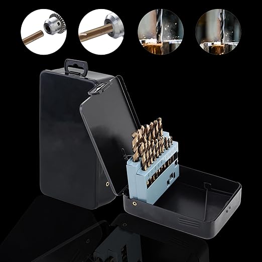 21Pcs M35 Cobalt Drill Bit Set 1/16"-3/8", 135 Degree Tip HSS with Storage Case, Twist Jobber Drill Bit Kit for Cast Iron, Hard Metal, Stainless Steel, Plastic and Wood
