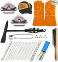 Welding Accessories,23pc,Chipping Hammer,Leather Welding Gloves 13.5",Soapstone Holder,16'x 1"Tape measures,50LB Welding Magnet,Triple Flint Torch Striker,Torch Cleaner,Wire Brush