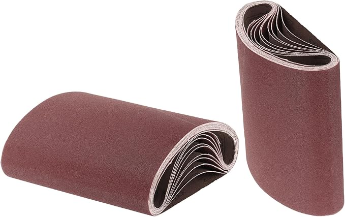 uxcell 10pcs 8" x 19" Sanding Belts 120 Grits Aluminum Oxide Abrasive Belt Sander Paper Sanding Papers for Metal Wood Grinding Polishing, Reddish Brown