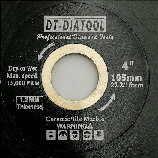 DT-DIATOOL Diamond Tile Blade 4 Inch Diamond Turbo X Mesh Rim Segement Circular Saw Blade for Procelain Ceramic Stoneware Marble Granite Fits 5/8"-7/8" Arbor
