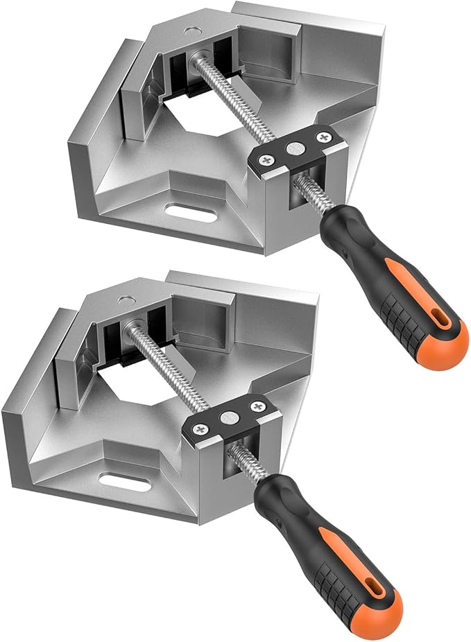 Right Angle Clamp, [2 PACK] Single Handle 90° Aluminum Alloy Corner Clamp, Clamps for Woodworking Adjustable Swing Jaw, Woodworking Tools Photo Frame Vise Holder, Gifts for Men Dad