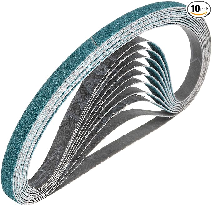 HARFINGTON 1/2 x 10 Inch Sanding Belts, 10 Pcs 120 Grit Zirconia Abrasive Belt Sander File Belt for Woodworking, Metal Polishing, Knife Sharpener