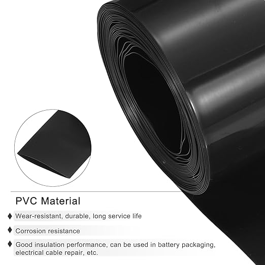 MECCANIXITY Battery Wrap PVC Heat Shrink Tubing 42mm Dia 66mm Flat 10 Feet(3meters) Black Good Insulation for Battery Pack