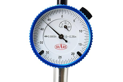 Shars 0.25" High Precision Dial Indicator, .0005" Graduation, AGD1 Travel Lug Back 303-3101A P]