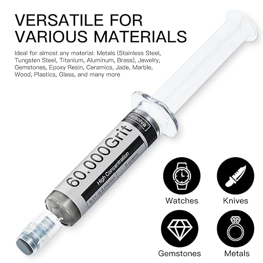 Diamond Polishing Compound Lapping Compound 60,000 Grit 0.11-0.2 Microns with 30% Concentration of Diamond Powders Diamond Stropping Paste for Glass Marble Metal Resin Rock Jewelry Watch
