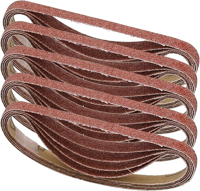 3/8x13 Sanding Belt, Premium Calcined Aluminum Oxide Grain Sandpaper, 40,60,80,120,180,240,320,400 (24/25 Pack) (80,120,240,320,400 Grit)