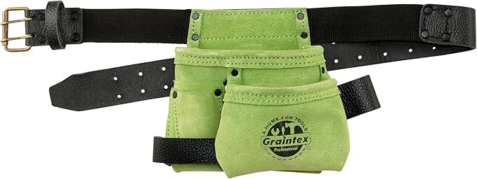 Graintex 4 Pocket Children Tool Pouch Suede Leather with Leather Belt and Hammer Loop