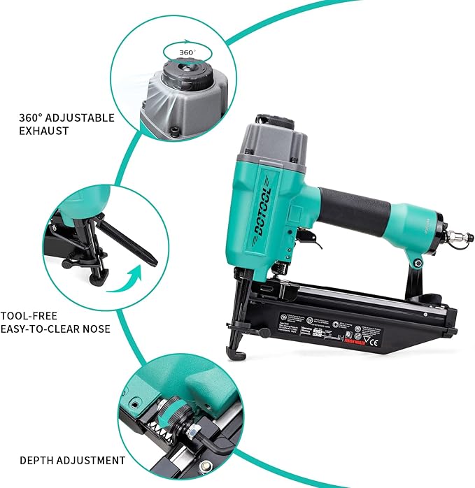Finish Nailer 16GA 1-inch to 2-1/2-inch Finish Nails Pneumatic Nail Gun with Tool-Free Depth Adjust
