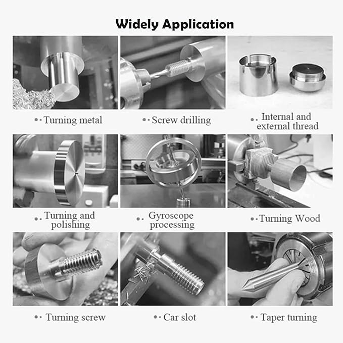 INTSUPERMAI 8"× 24" Metal Lathe Mini Precision Benchtop Metal Lathe Metric Thread Hobby DIY Metal Lathe1100W Brushless Motor Metal Turning Machine with 4 Jaw/3 Jaw Chuck 110V