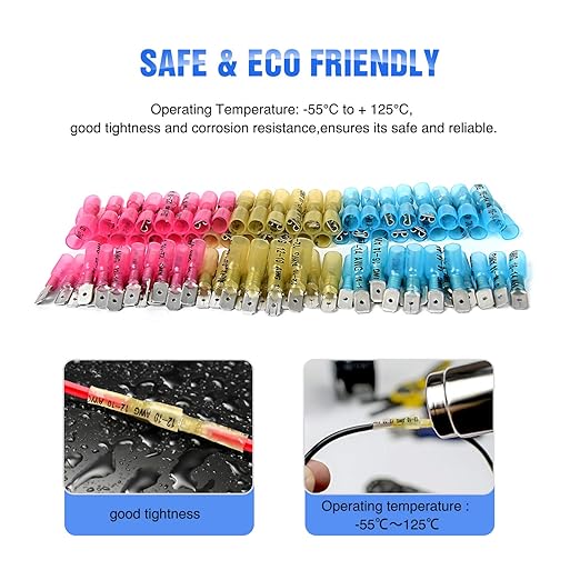 Nilight - 50027R 250 PCS Heat Shrink Spade Connectors Quick Disconnect Wire Connectors Electrical Spade Terminals Heat Shrink Fully Insulated Male and Female Wire Spade Connectors,2 Years Warranty