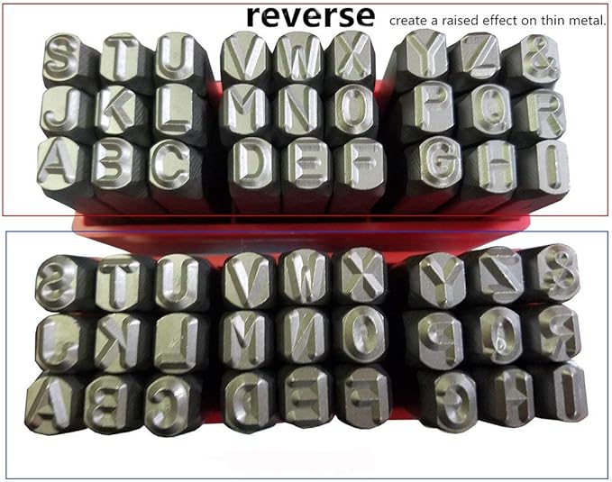 27pcs Heavy Duty Steel Stamp Uppercase Reverse Letters 1/8 3mm Hand Stamping Character Mark Code Alphabet Punch Kit for Bracelet Ring Jewelry Sheet Metal Plate Making Mold Die