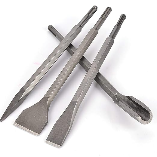 Rotary Hammer SDS Plus Drill Bits & Chisels Set- 17Pcs Concrete Masonry SDS Plus Drill Bits with Portable Plastic Box- SDS Plus Shank Fits Rotary Hammer