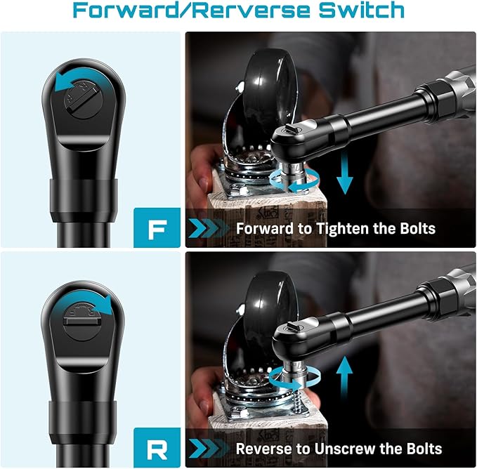 Extended Cordless Electric Ratchet Wrench: 66 Ft-lbs Power Ratchet Wrench 3/8", Brushless Motor, Variable Speed Trigger, 2 Pack 21V Batteries & Charger, 8 Sockets, 1/4"& 1/2" Adapter, 3" Extension Bar