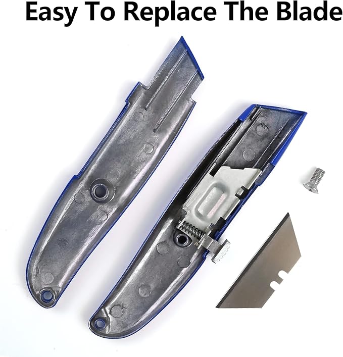 DIYSELF 30 Pack Box Cutter Heavy Duty Aluminium Shell Utility Knife | SK5 Steel Sharp Blade | Retractable Knife for Cutting Cartons Ropes and Cardboard | Home and Office Use (Blue)