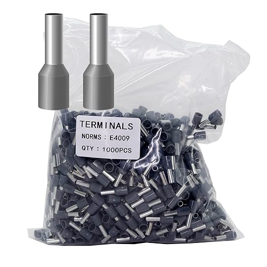Fidioto 1000pcs AWG12 Terminal Connector Wire Insulated Cord Pin Ends Terminals for Electric, Industrial, Chemical Industry, Power Control System, etc. (Grey-1000PCS-12AWG)