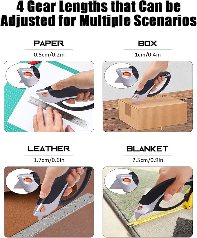 KingTool Box Cutter Utility Knife - Box Cutter Retractable Box Opener With Total 5 pcs SK5 Blades, Aluminum Shell With Rubber Grip, Razor Blades Utility Knife For Package
