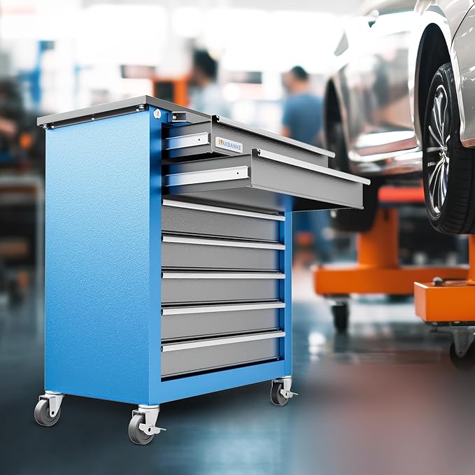 Tool Chest,7-Drawer Rolling Toolbox Chest,Rolling Tool Chest on Wheels with Keyed Locking System,and 4 Foot Pad,Tool Chet can be Combined Cabinet Set with 5-Drawer Tool Chest,for Garage