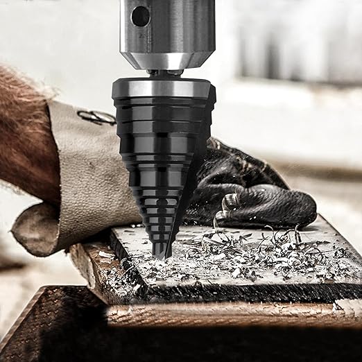 Step Drill Bit for Metal, 7/8" to 1-3/8", Cobalt Step Drill Bits, Heavy Duty for Stainless Steel, Hard Metal, Aluminum, Copper, Industrial Grade, 5-Steps. Co138Z