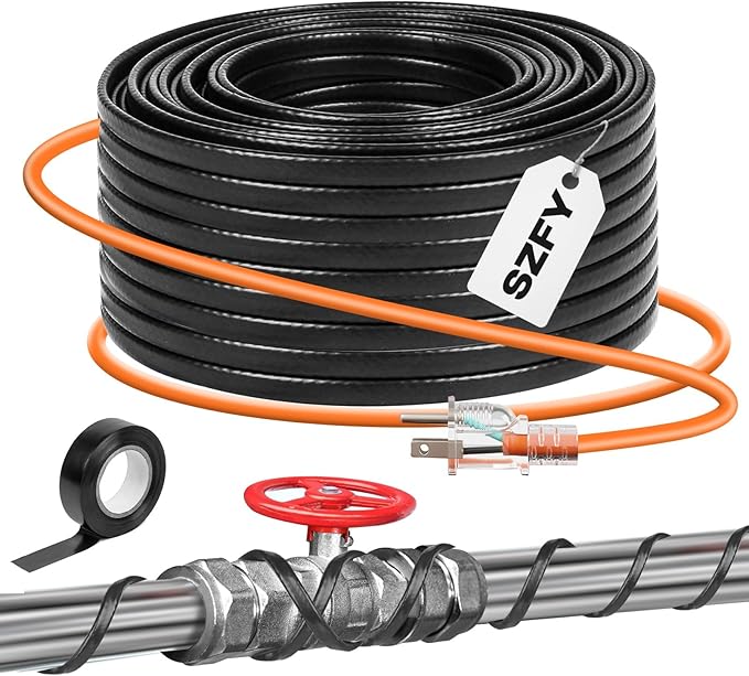 3FT~200FT Heat Tape for Water Pipes, -40°F Deicing Cable,Pipe Heat Cables for Roof,Gutter，Farm，Freeze Protetion Heating Wires, Heated Water Hose,Plumbing Fixtures,120V 5W/FT (9FT)