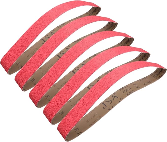 2 x 42 Inch Ceramic Grinding Belts, 36 Grit 2x42 Metal Sanding Belt, Sharpening Sander Belts for Knife Metal, 5 Pack