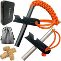 VVAAGG Flint and Steel Fire Starter Kit Survivor, 3/8" 1/2 inch Ferro Rods and Magnesium Rods with Paracord Handle
