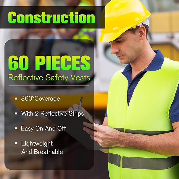 Mepase Reflective Safety Vests High Visibility Mesh Security Vest Work Vest with Silver Strip for Men Women Construction