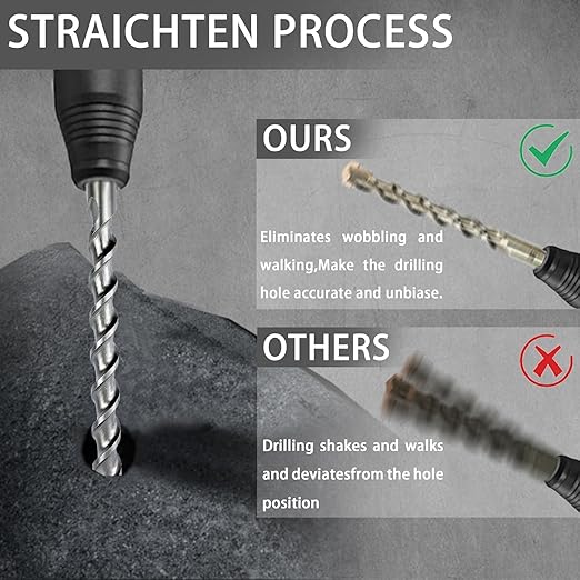 Direko SDS Plus Rotary Hammer Drill Bits 5-Piece Carbide-Tipped for Masonry，Concrete,Brick Granite etc (HD-A1/2 x12-5)
