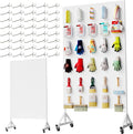 Metal Pegboard Display Stand 3.5 x 5.5 Feet, Adjustable Height with 40 Peg Board Hooks and Wheels, Pegboard Display Rack, Craft Display Rack, Retail Display Rack, Garage Peg Board, Pegboard