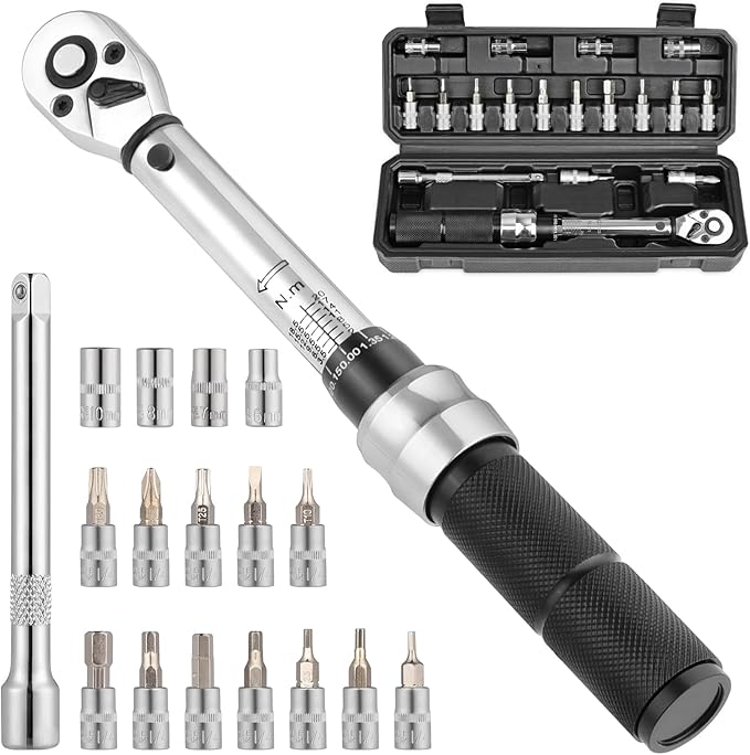 COTOUXKER Bike Torque Wrench Set - 2 to 20 Nm – 1/4 Inch Driver Pro MTB Bicycle Maintenance Torque Wrench Kit Tool for Road Mountain Bikes Motorcycle Multitool
