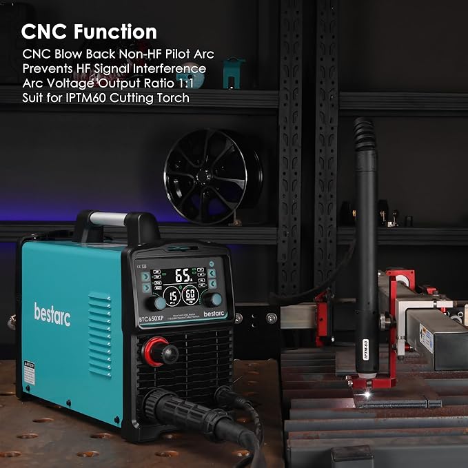 Plasma Cutter, [Blow Back Pilot Arc][Large LED][Air Sensor] 65A Non-HF CNC bestarc Plasma Cutter Machine 110V/220V Dual Voltage, 5/8" Clean Cut 1.18" Max Cut, Post Flow 2T/4T for Beginners DIY
