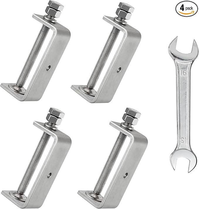 304 Heavy Duty Stainless Steel C Clamps 2 1/2 Inch Tiger Clamp Woodworking Clamp,Features Stable Wide Jaws and Protective Pads (4 Pcs)