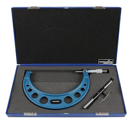 Accusize Industrial Tools 6-7'' Ultra-Precision Carbide Tipped M-Type Outside Micrometer, Resolution 0.0001'', Eg00-0007