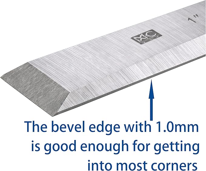 4 Piece Bevel Edge Wood Chisel Set 1/4 inch(6mm), 1/2 inch(12mm), 3/4 inch(20mm), 1 Inch(26mm) with Hornbeam Handles and Stainless Steel Ferrules