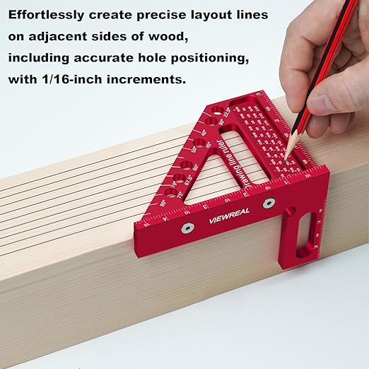 Woodworking Square Ruler 22.5-90 Degree - Premium Carpenter's Scribing Tool with Angle Pin, Multi-Angle Measuring for Engineering & Construction