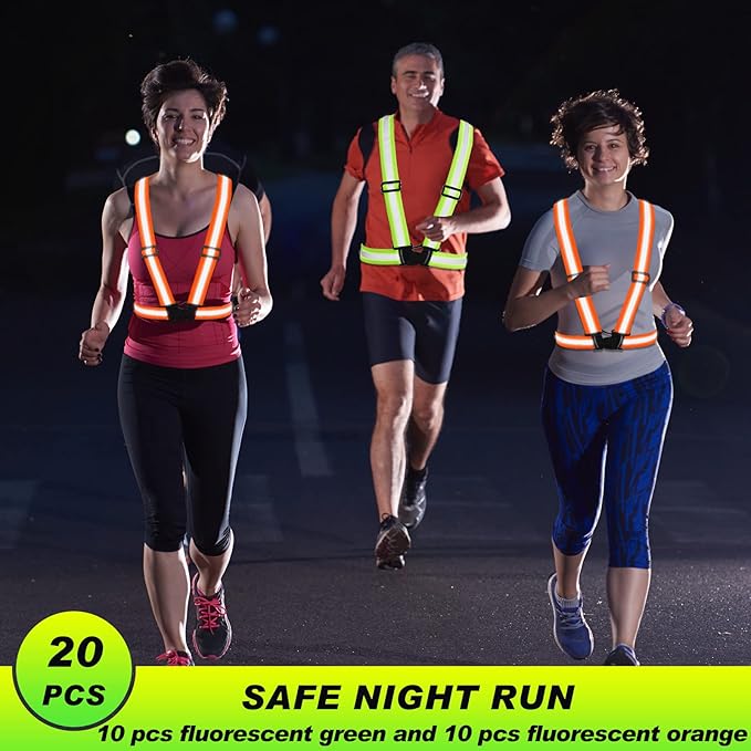 Hercicy 12 Pcs Reflective Vest High Visibility Safety Vests, Adjustable Bright Neon Lightweight Strap Gear (Yellow,Orange)