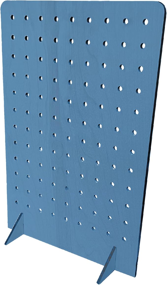 Torched Pegboard Display Stand for Jewelry, Craft Shows, Selling, Vendor Events, Tools, Peg Board Accessories Rack Organizer, Large 9.75" L x 4.3" W x 14" H, Blue