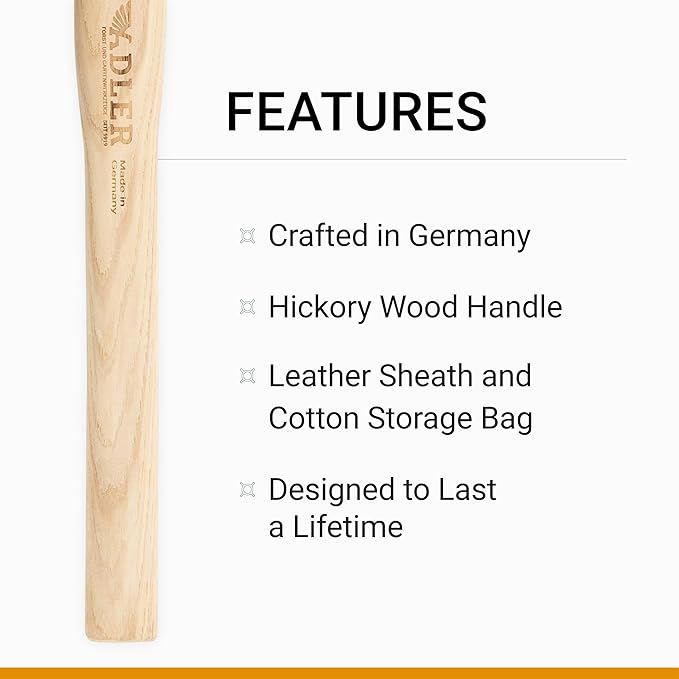 Rheinland Throwing Hatchet - World Axe Throwing League Compliant (1.95lbs, 15.75" Hickory Handle) - German-Made Throwing Axe with Sheath (Natural)