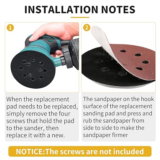 4 Pack 5" 8 Hole Hook & Loop Replacement Sander Pads Compatible with Makita Orbital Sander BO5010 BO5030K BO5031K BO5041K, Replacement Parts #743081-8/743051-7 (3 Screw Holes Sander Pads