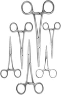 Hemostats ROCHESTER PEAN Forceps Locking Pliers Clamps Tongs Full Serrated Stainless Steel (Straight 5,6.25,7.25, 8,10,12 Inches 6 pcs Set)
