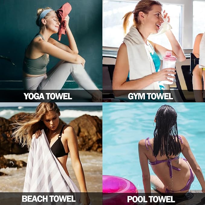 Eunzel Quick Dry Camping Towel, Microfiber Travel Towel 3 Size at 1 Pack,Fast Drying Towel Set for Camping, Beach, Gym, Sports, Yoga & Swimming Pool, Dark Grey/Grey