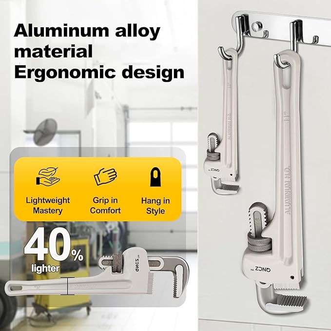 Pipe Wrench Set, Professional Aluminum Pipe Wrench 10,14,18 Inch Heavy Duty Plumbers Wrench for Plumbers, Pipe, Home, Auto Repair