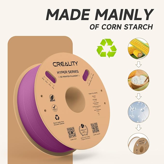 Official Creality Hyper PLA Filament 1.75mm, High Speed PLA 30-600mm/s 3D Printer Filament, Dimensional Accuracy +/-0.02mm, Fit Most FDM 3D Printers，1KG(2.2lbs) Spool Purple