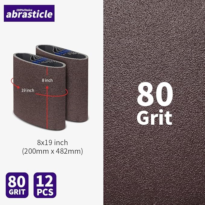 12 Packs 8 x 19 inch 80 Grit Cloth Floor Sanding Belts Ideal for Sanding Commercial and Residential Flooring