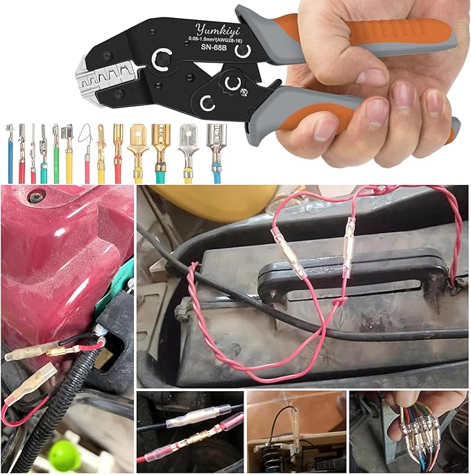 Wire Stripper and Crimping Tool Kit,AWG 24-10 Automatic Stripper Tool with AWG 28-16 Ratchet Wire Crimper For Open Barrel Connectors