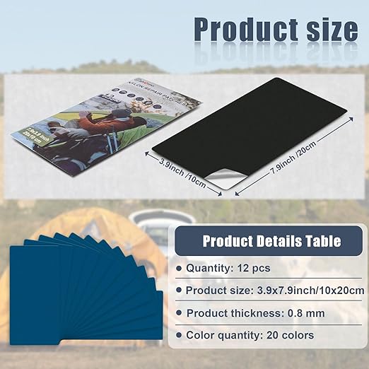 7.9x3.9 inch 12 PCS Nylon Repair Patch Nylon Repair Tape Self Adhesive Fabric Tapes Outdoor Camping Gear Fabric kit for Tent, Umbrella, Down Jackets, Sleeping Bag, Knapsack（Yellow）