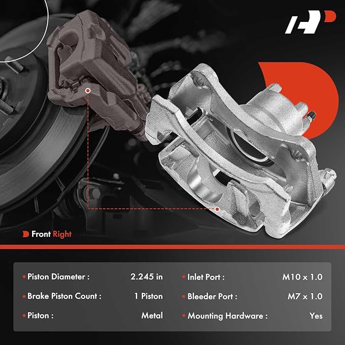 A-Premium Disc Brake Caliper Assembly with Bracket Compatible with Select Chrysler, Dodge and Jeep Models - 200 2011-2014, Sebring 07-10, Avenger 08-14, Caliber, Compass, Patriot - Front Passenger