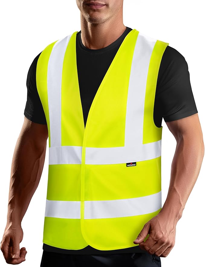 NoCry 360° Reflective Hi Vis Vest for Men and Women with Reinforced Stitching — ANSI/ISEA Yellow High Visibility Clothing for Work with Strong Hook & Loop Closure